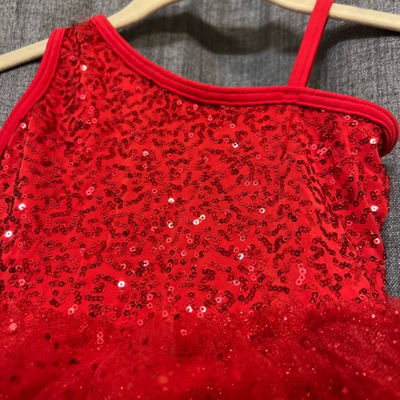 Weissman’s adorable red sequin with tuelle attached skirt. Child Small - Picture 3 of 9